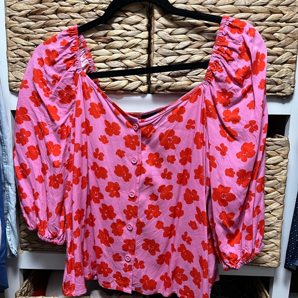 Sanctuary Pink and Red Floral Blouse